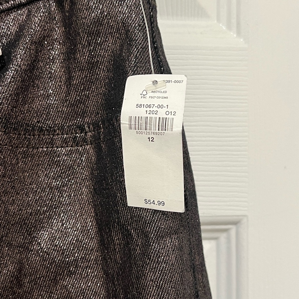 Old Navy High Waisted Shimmer OG Straight Ankle Jeans Size 12 Metallic Brown - Picture 3 of 6